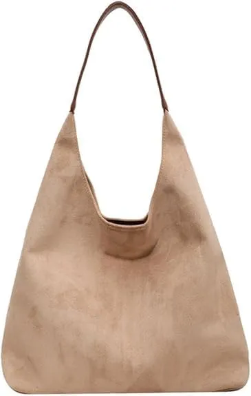 Brown Suede Hobo Tote Bag for Women, Adults, Versatile, Everyday Use