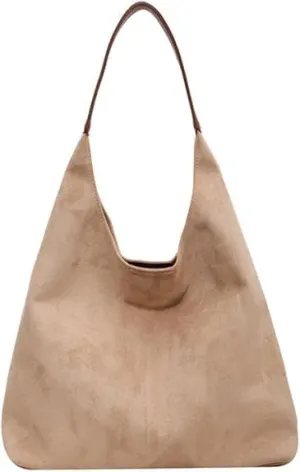 Brown Suede Hobo Tote Bag for Women, Adults, Versatile, Everyday Use
