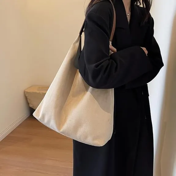 Brown Suede Hobo Tote Bag for Women, Adults, Versatile, Everyday Use