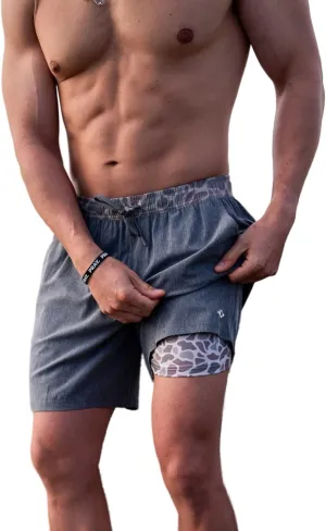 Burlebo White Speckled Athletic Shorts - White Liner