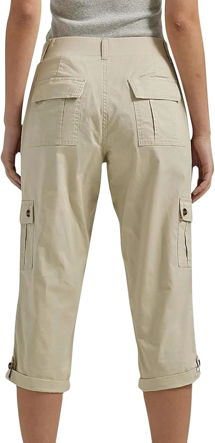 Capri Pants for Women Summer 2024 Cotton Linen Trousers with Pockets Straight Cropped Trousers Pants for Work