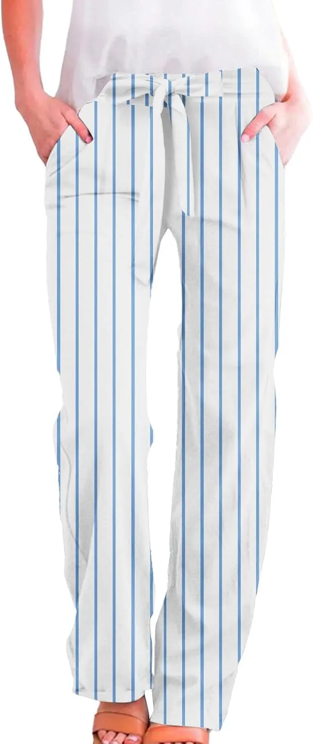 Cargo Japanese Pants for Women Cotton Linen Wide Leg Pants Casual Summer Boho Baggy Lantern Trouser with Pockets