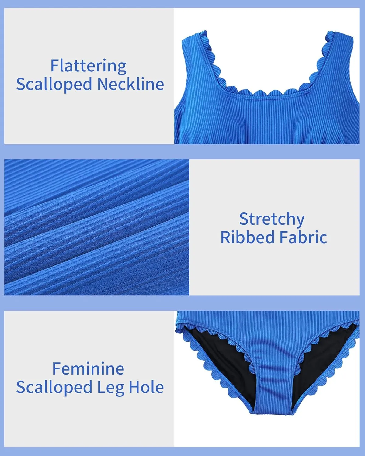 Charmo Plus Size Swimsuit for Women 2025 Tummy Control Scalloped Ribbed One Piece Swimsuits Ruched Modest Bathing Suit