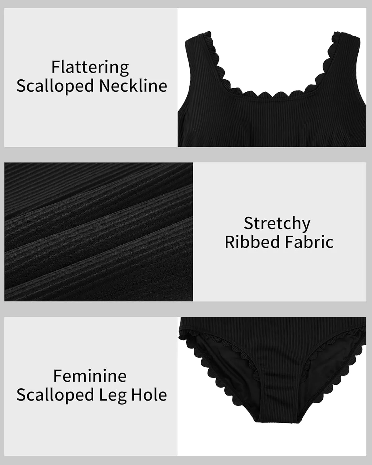 Charmo Plus Size Swimsuit for Women 2025 Tummy Control Scalloped Ribbed One Piece Swimsuits Ruched Modest Bathing Suit
