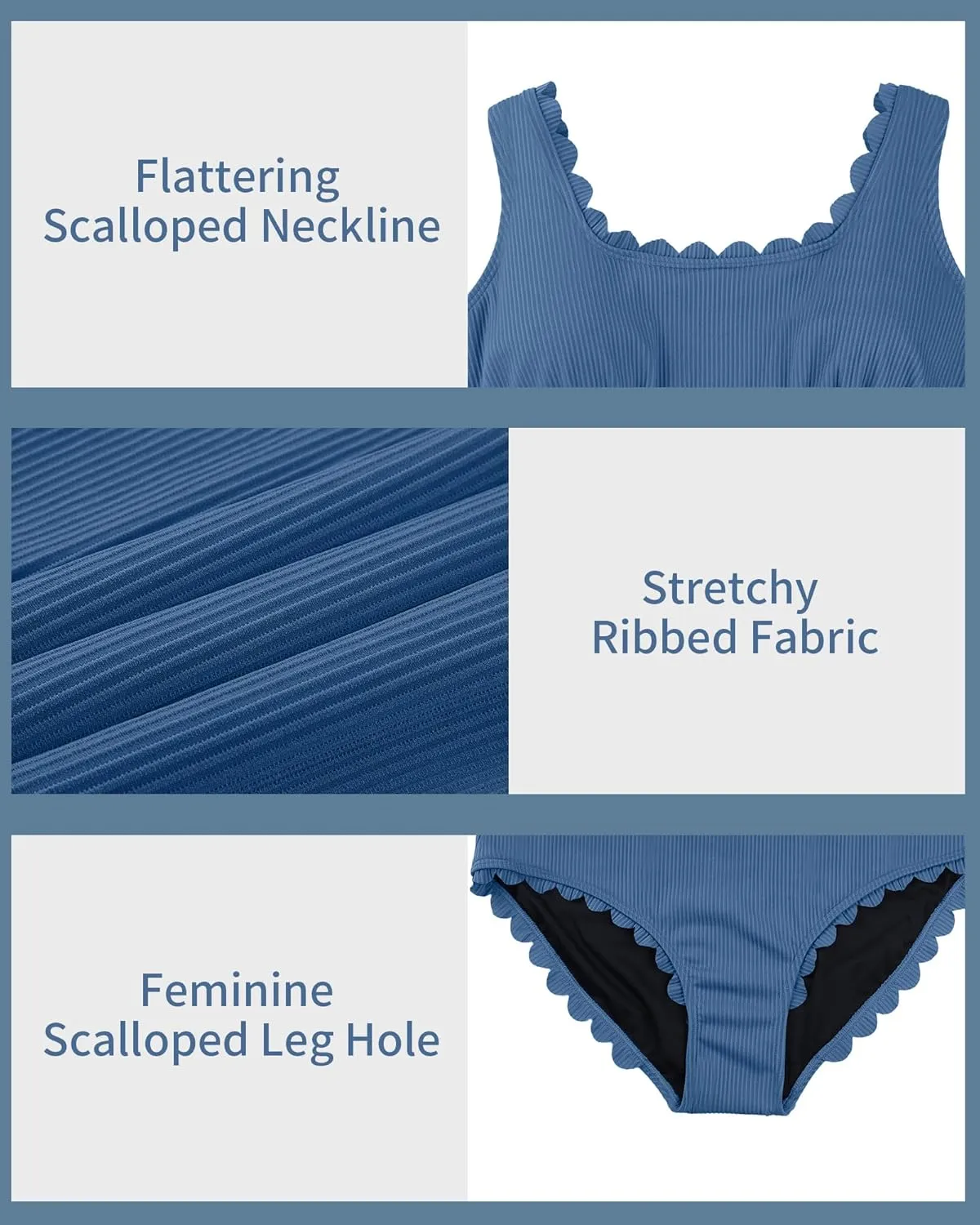 Charmo Plus Size Swimsuit for Women 2025 Tummy Control Scalloped Ribbed One Piece Swimsuits Ruched Modest Bathing Suit