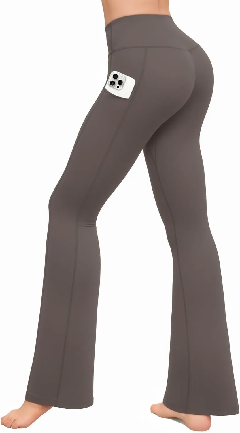 CLOZOZ Yoga Womens High Waisted Flared Yoga Pants with Pockets Gym Workout Leggings Bootcut