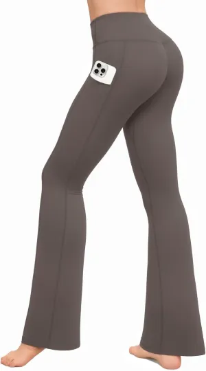 CLOZOZ Yoga Womens High Waisted Flared Yoga Pants with Pockets Gym Workout Leggings Bootcut