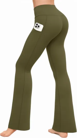 CLOZOZ Yoga Womens High Waisted Flared Yoga Pants with Pockets Gym Workout Leggings Bootcut