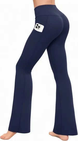 CLOZOZ Yoga Womens High Waisted Flared Yoga Pants with Pockets Gym Workout Leggings Bootcut