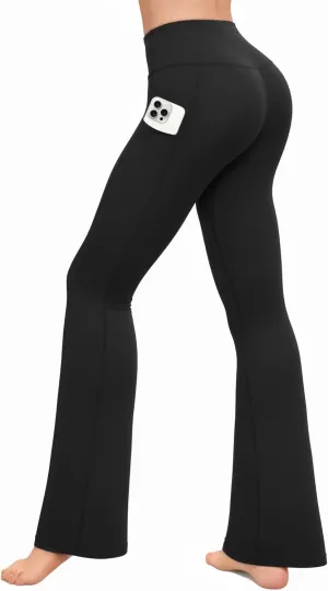 CLOZOZ Yoga Womens High Waisted Flared Yoga Pants with Pockets Gym Workout Leggings Bootcut