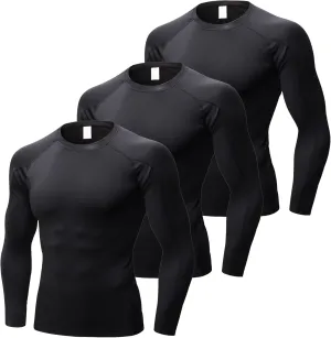 Compression Shirts for Men Long Sleeve Crew Neck Quick Dry Workout Running Athletic Base Layer Mens Compression Tops