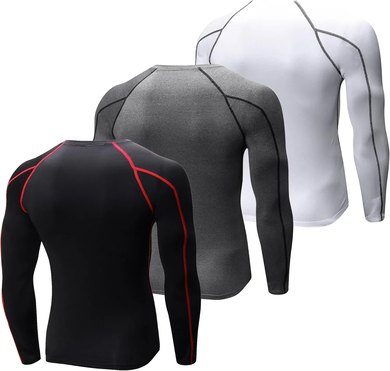 Compression Shirts for Men Long Sleeve Crew Neck Quick Dry Workout Running Athletic Base Layer Mens Compression Tops