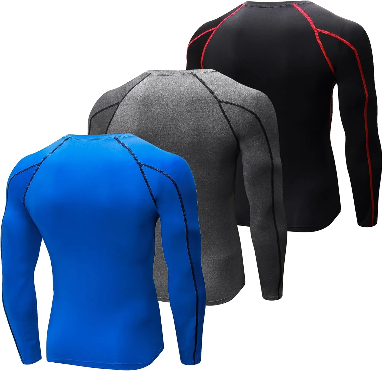 Compression Shirts for Men Long Sleeve Crew Neck Quick Dry Workout Running Athletic Base Layer Mens Compression Tops