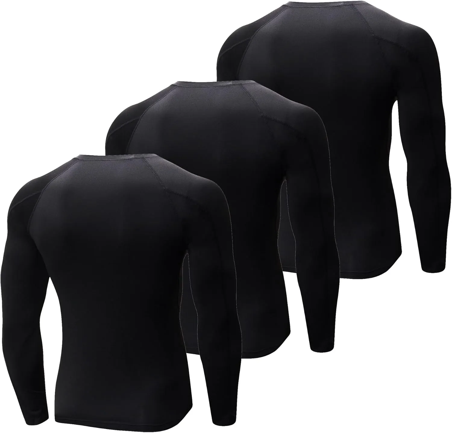 Compression Shirts for Men Long Sleeve Crew Neck Quick Dry Workout Running Athletic Base Layer Mens Compression Tops