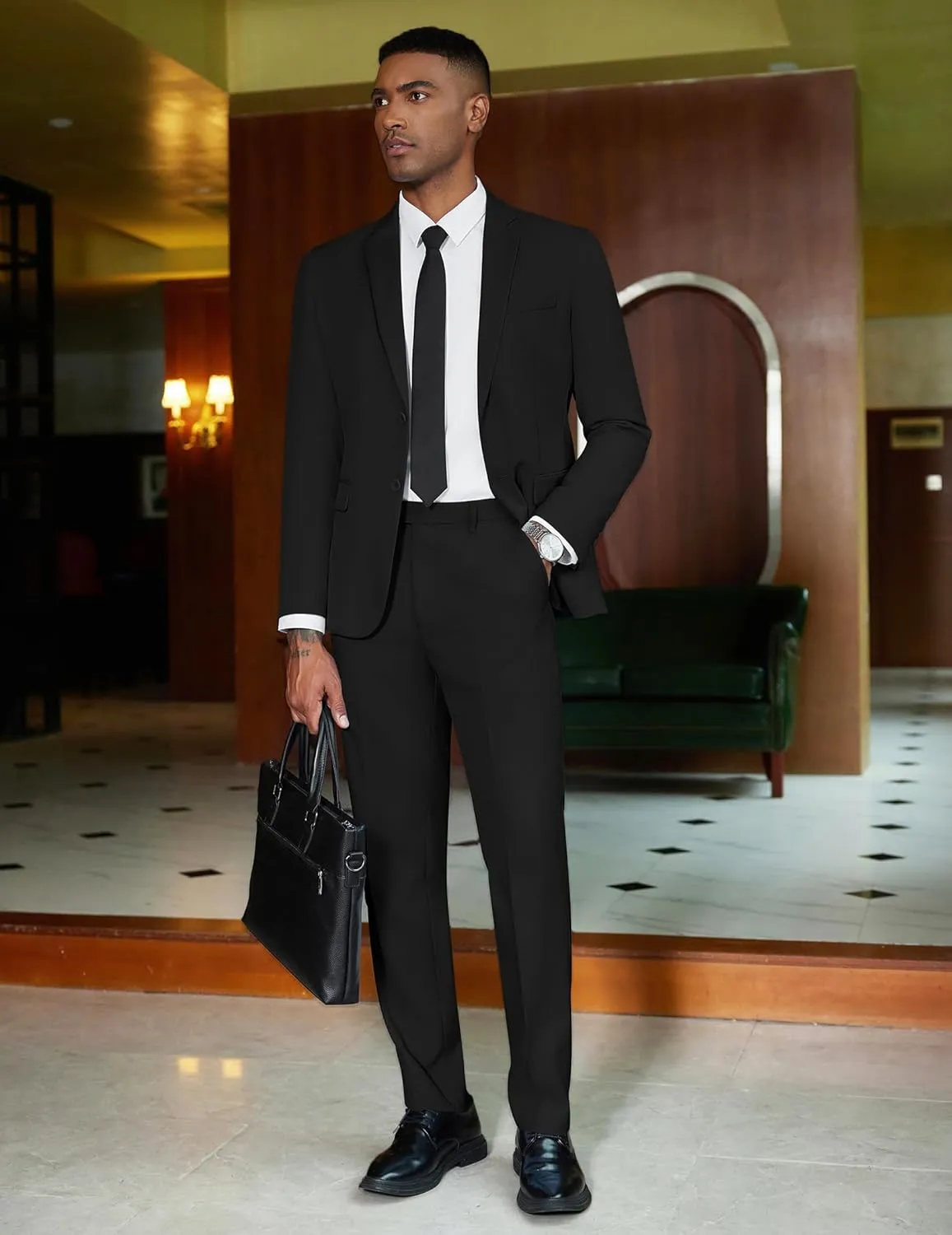 COOFANDY Mens 2 Piece Suit Slim Fit 2 Button Formal Jacket Suits Pants Set for Wedding Business Prom