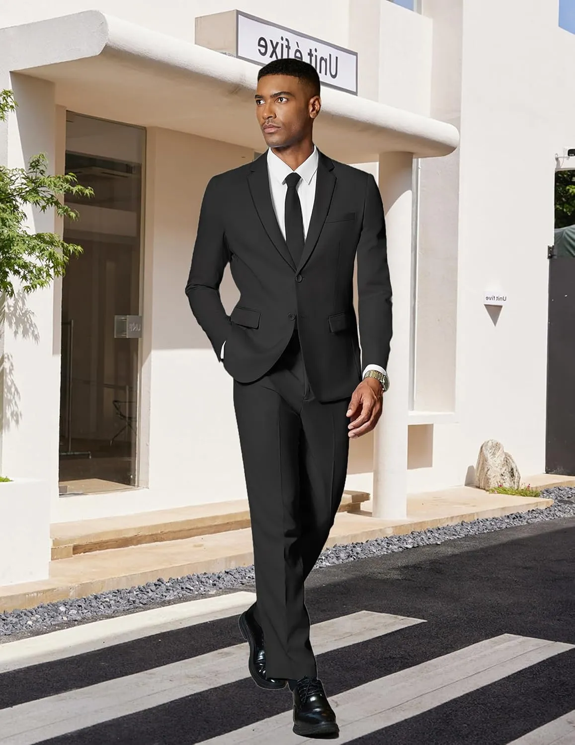 COOFANDY Mens 2 Piece Suit Slim Fit 2 Button Formal Jacket Suits Pants Set for Wedding Business Prom