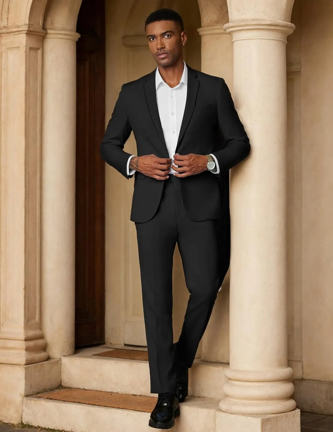 COOFANDY Mens 2 Piece Suit Slim Fit 2 Button Formal Jacket Suits Pants Set for Wedding Business Prom