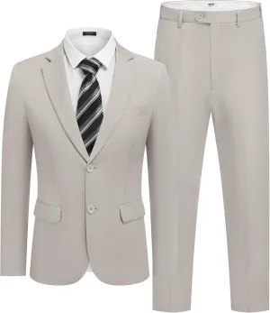 COOFANDY Mens 2 Piece Suit Slim Fit 2 Button Formal Jacket Suits Pants Set for Wedding Business Prom