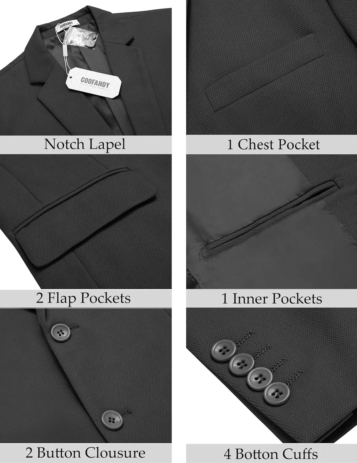 COOFANDY Men's Casual Blazer Slim Fit Lightweight Sport Coat Two Button Suit Jacket
