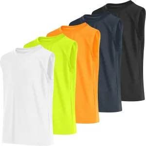 Cooraby 5 Pack Boys Dry-Fit Active Athletic Performance Tank Top Sleeveless Undershirt Cool Quick Dry Training Workout Shirts