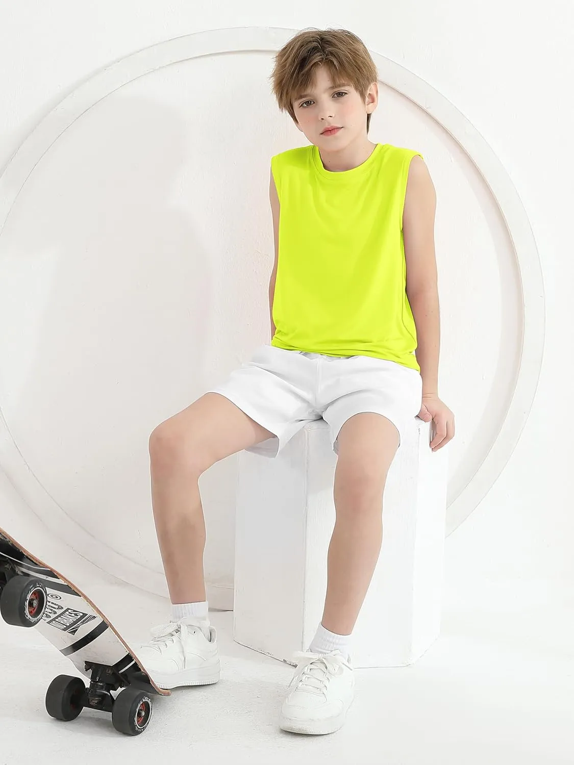 Cooraby 5 Pack Boys Dry-Fit Active Athletic Performance Tank Top Sleeveless Undershirt Cool Quick Dry Training Workout Shirts
