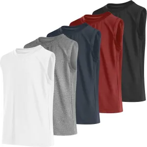 Cooraby 5 Pack Boys Dry-Fit Active Athletic Performance Tank Top Sleeveless Undershirt Cool Quick Dry Training Workout Shirts