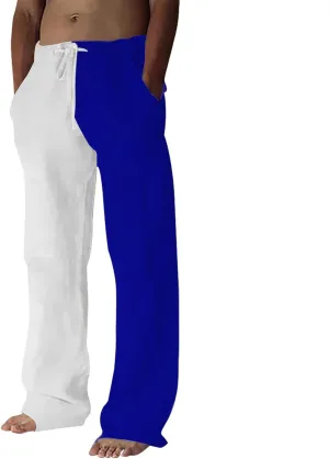 Cotton Linen Pants for Men Fashion Print Loose Straight Leg Trousers Sport Hiking Pant Outdoor Joggers Chino Pant Stretch