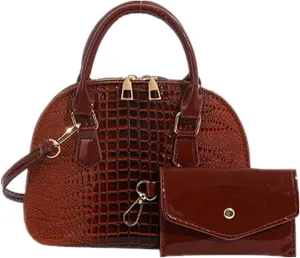 Crossbody Purse Crocodile Pattern Faux Leather Purse Crossbody Shoulder Bag Zip-Around Classic Dome Satchel Bags for Women