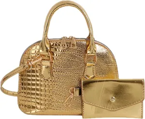 Crossbody Purse Crocodile Pattern Faux Leather Purse Crossbody Shoulder Bag Zip-Around Classic Dome Satchel Bags for Women