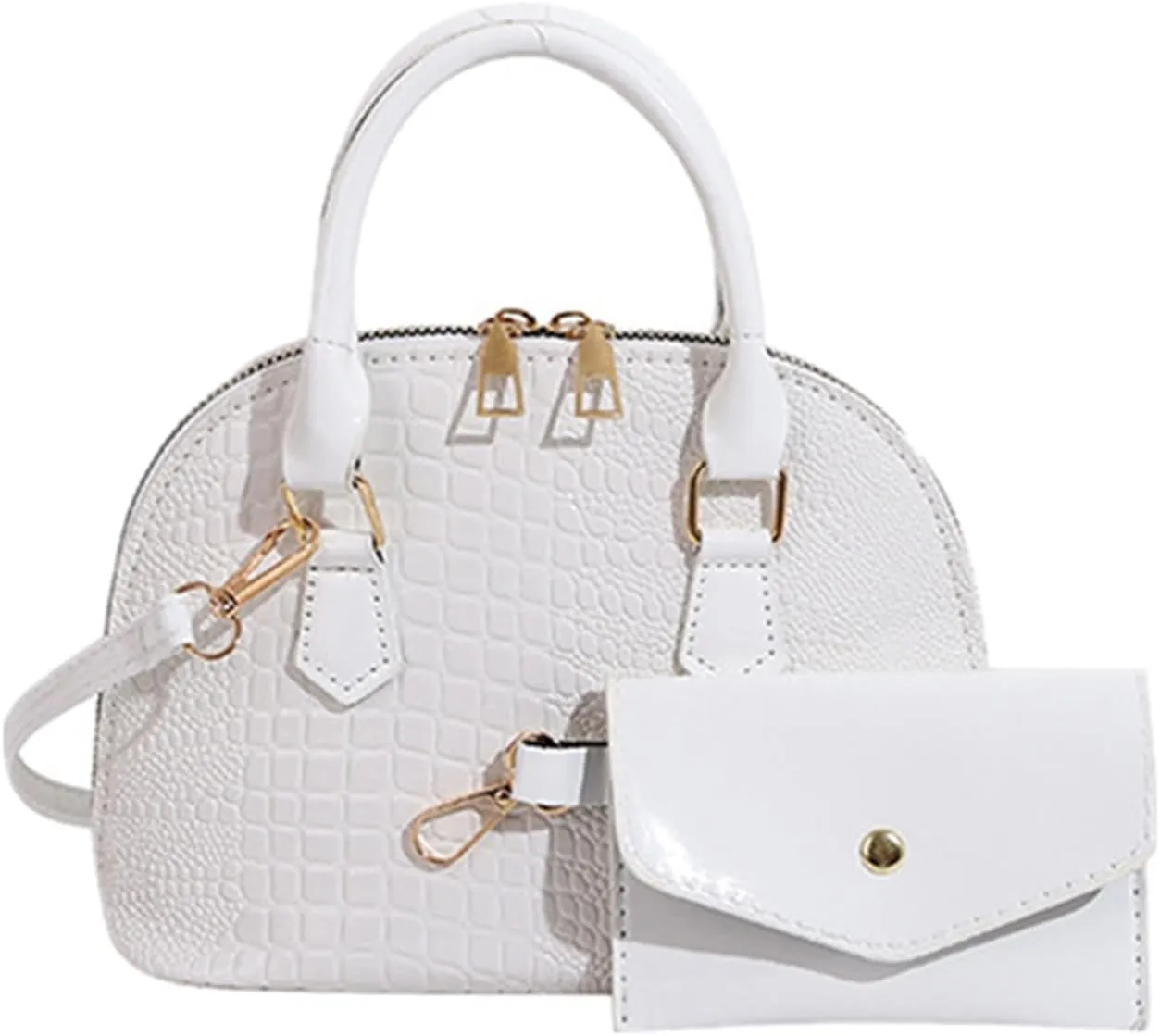 Crossbody Purse Crocodile Pattern Faux Leather Purse Crossbody Shoulder Bag Zip-Around Classic Dome Satchel Bags for Women