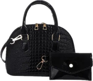 Crossbody Purse Crocodile Pattern Faux Leather Purse Crossbody Shoulder Bag Zip-Around Classic Dome Satchel Bags for Women