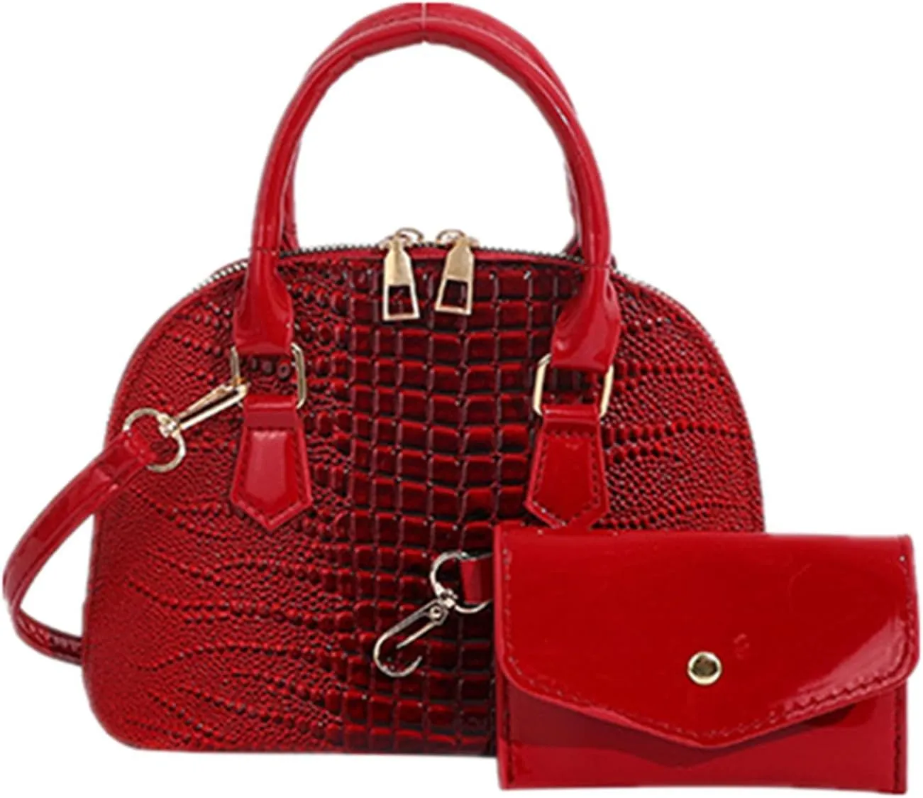 Crossbody Purse Crocodile Pattern Faux Leather Purse Crossbody Shoulder Bag Zip-Around Classic Dome Satchel Bags for Women