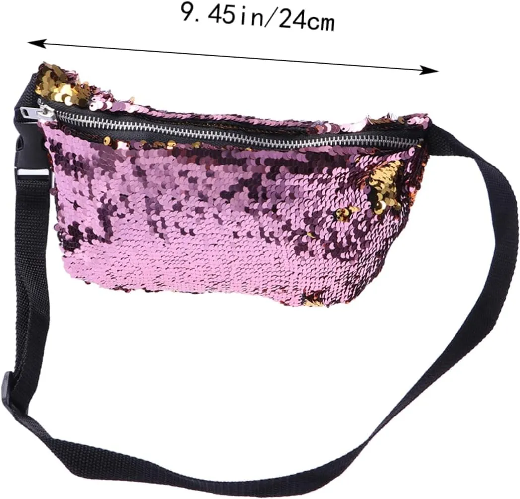 Crossbody Travel Bag The Tote Bag Belt Bag for Ladies Sequins Shining Waist Pouch Waist Bag for Women Crossbody Bags for Women Travel Waist Bags Miss Cosmetic Bag Girl, Medium, Pink