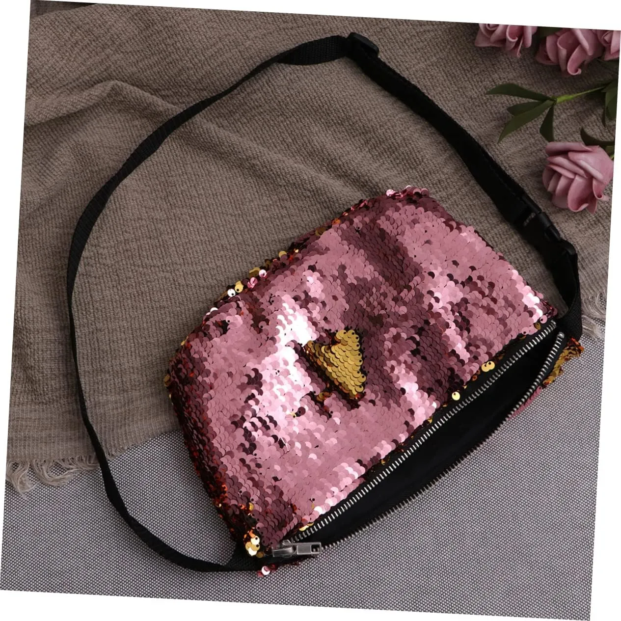 Crossbody Travel Bag The Tote Bag Belt Bag for Ladies Sequins Shining Waist Pouch Waist Bag for Women Crossbody Bags for Women Travel Waist Bags Miss Cosmetic Bag Girl, Medium, Pink
