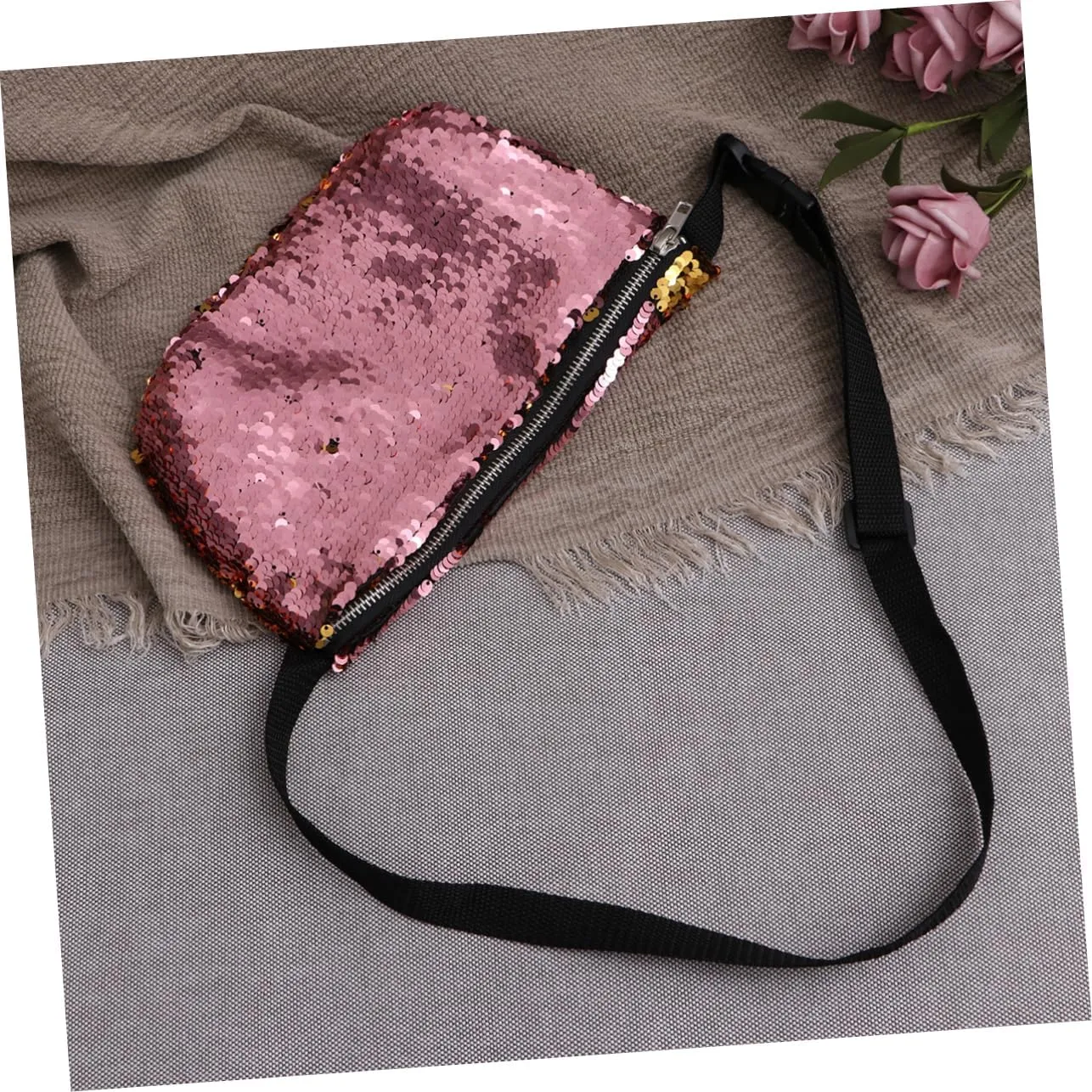 Crossbody Travel Bag The Tote Bag Belt Bag for Ladies Sequins Shining Waist Pouch Waist Bag for Women Crossbody Bags for Women Travel Waist Bags Miss Cosmetic Bag Girl, Medium, Pink