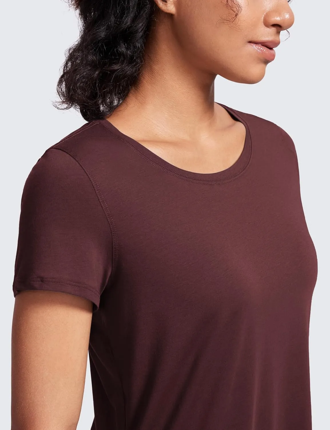 CRZ YOGA Pima Cotton Womens Short Sleeve Shirt Loose Yoga T-Shirt Casual Tops