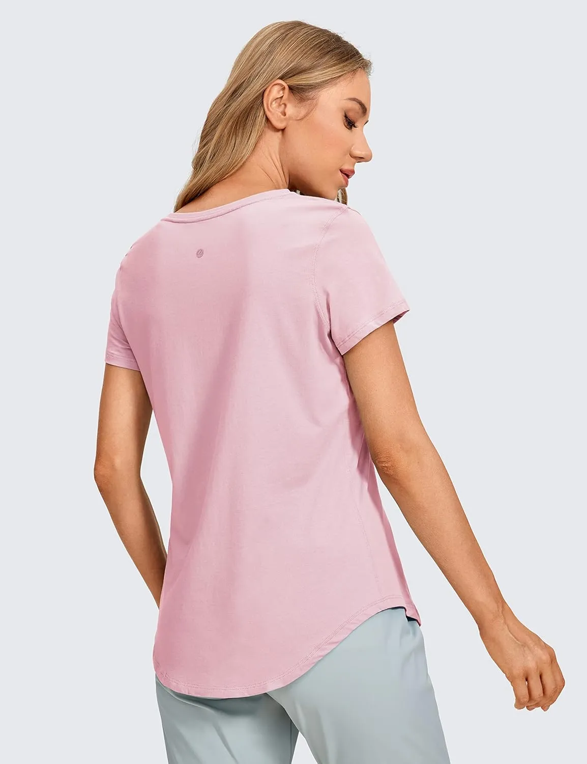CRZ YOGA Pima Cotton Womens Short Sleeve Shirt Loose Yoga T-Shirt Casual Tops