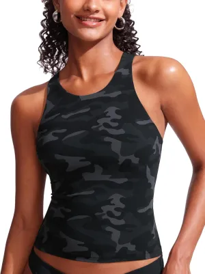 CRZ YOGA Racerback Tankini Tops for Women High Neck Modest Bathing Swim Suits Sporty Tank Only No Bottom