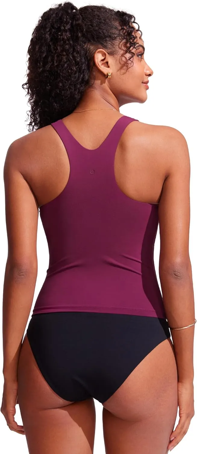 CRZ YOGA Racerback Tankini Tops for Women High Neck Modest Bathing Swim Suits Sporty Tank Only No Bottom