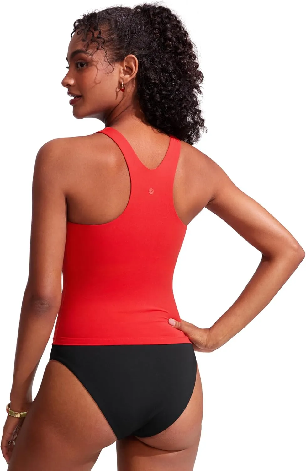 CRZ YOGA Racerback Tankini Tops for Women High Neck Modest Bathing Swim Suits Sporty Tank Only No Bottom
