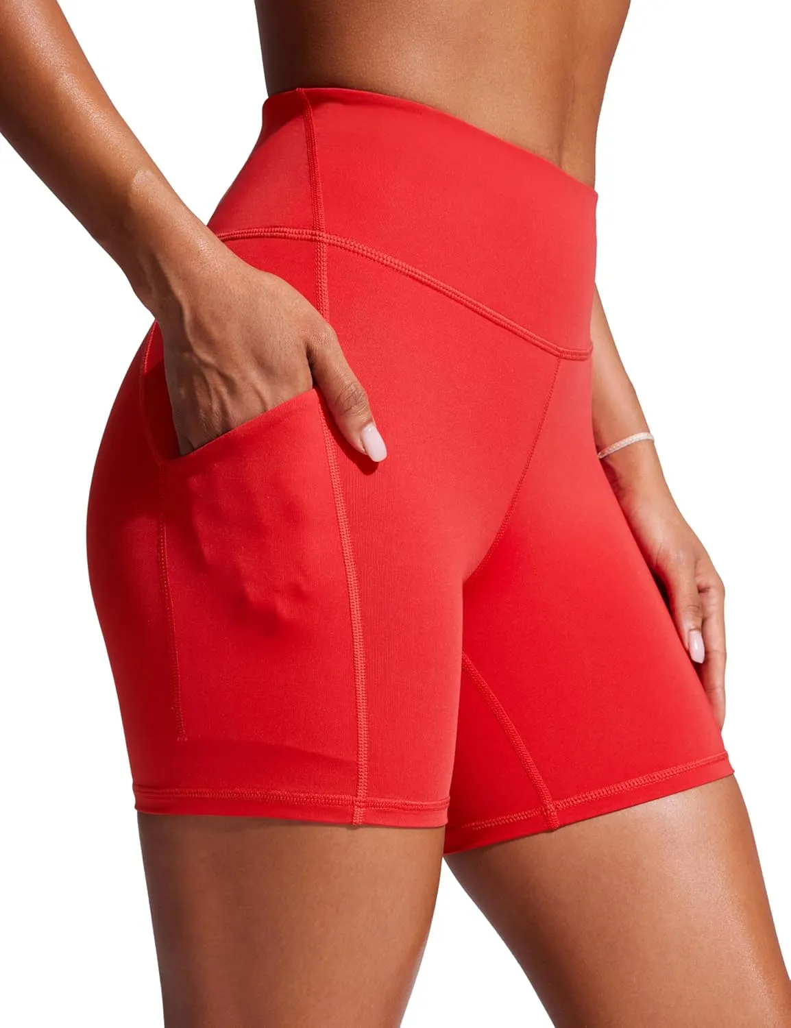 CRZ YOGA Womens 6'' Swim Board Shorts High Waisted Quick Dry Bathing Bottoms Swimsuit Trunks with Liner and Pockets
