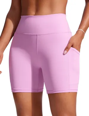 CRZ YOGA Womens 6'' Swim Board Shorts High Waisted Quick Dry Bathing Bottoms Swimsuit Trunks with Liner and Pockets