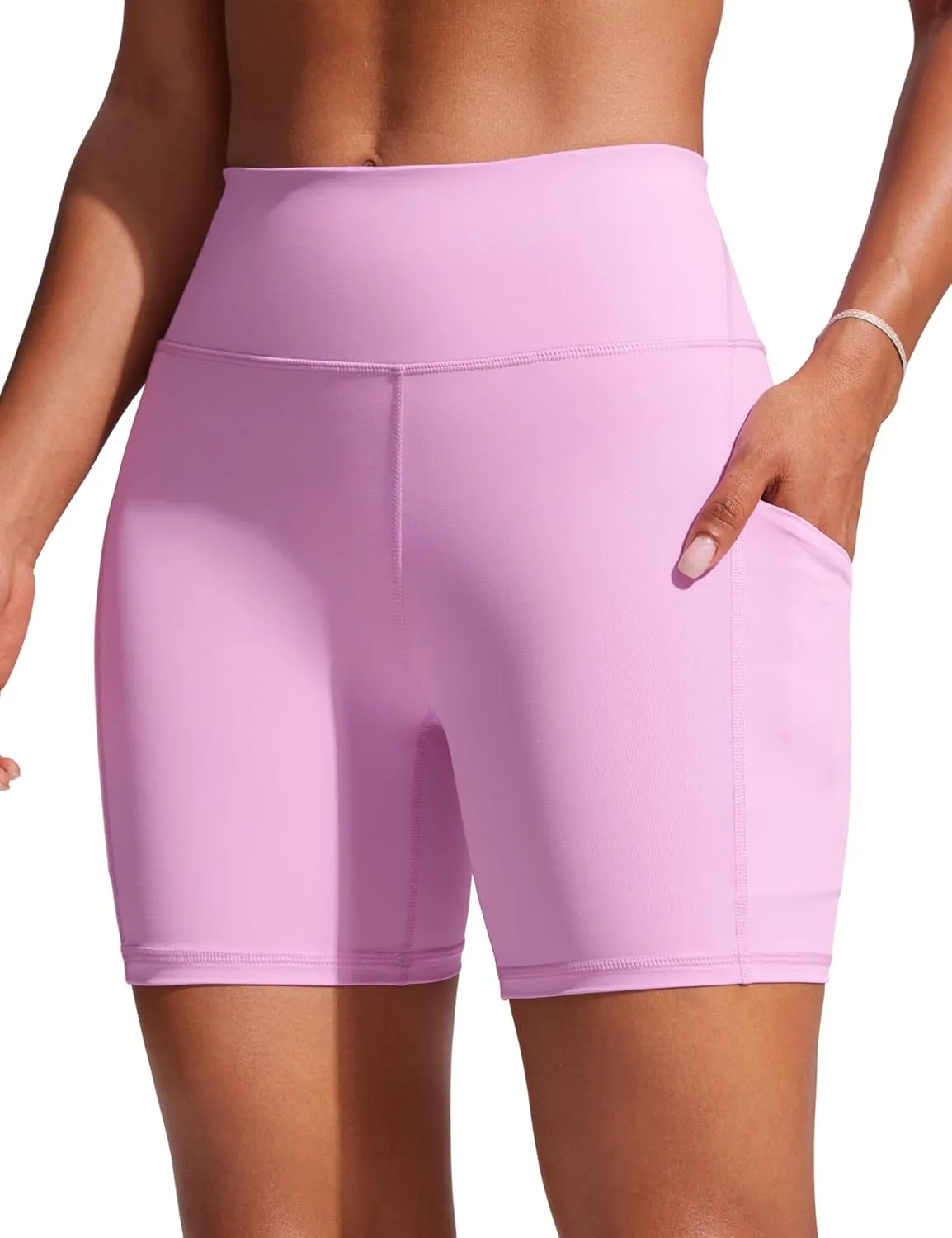 CRZ YOGA Womens 6'' Swim Board Shorts High Waisted Quick Dry Bathing Bottoms Swimsuit Trunks with Liner and Pockets