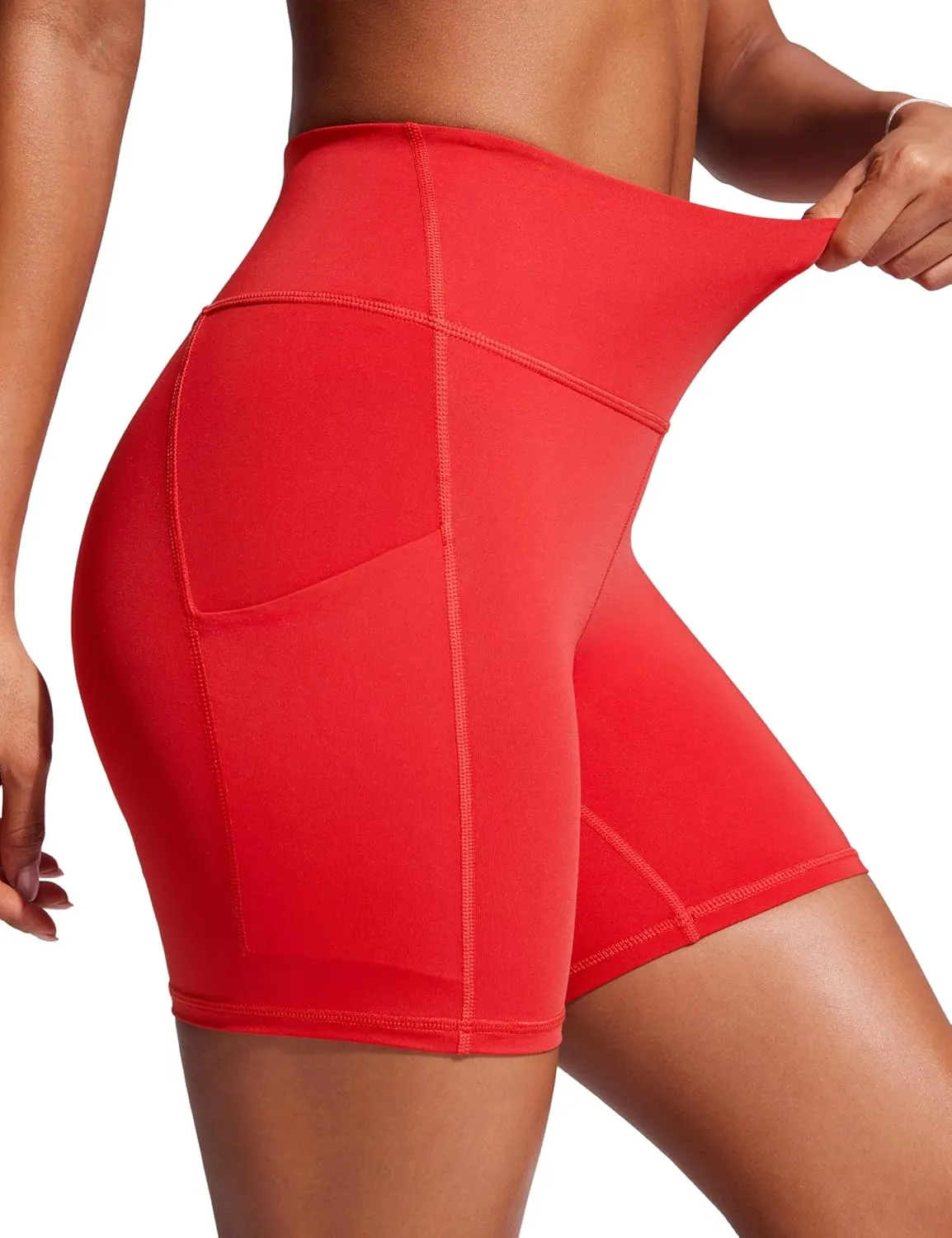 CRZ YOGA Womens 6'' Swim Board Shorts High Waisted Quick Dry Bathing Bottoms Swimsuit Trunks with Liner and Pockets