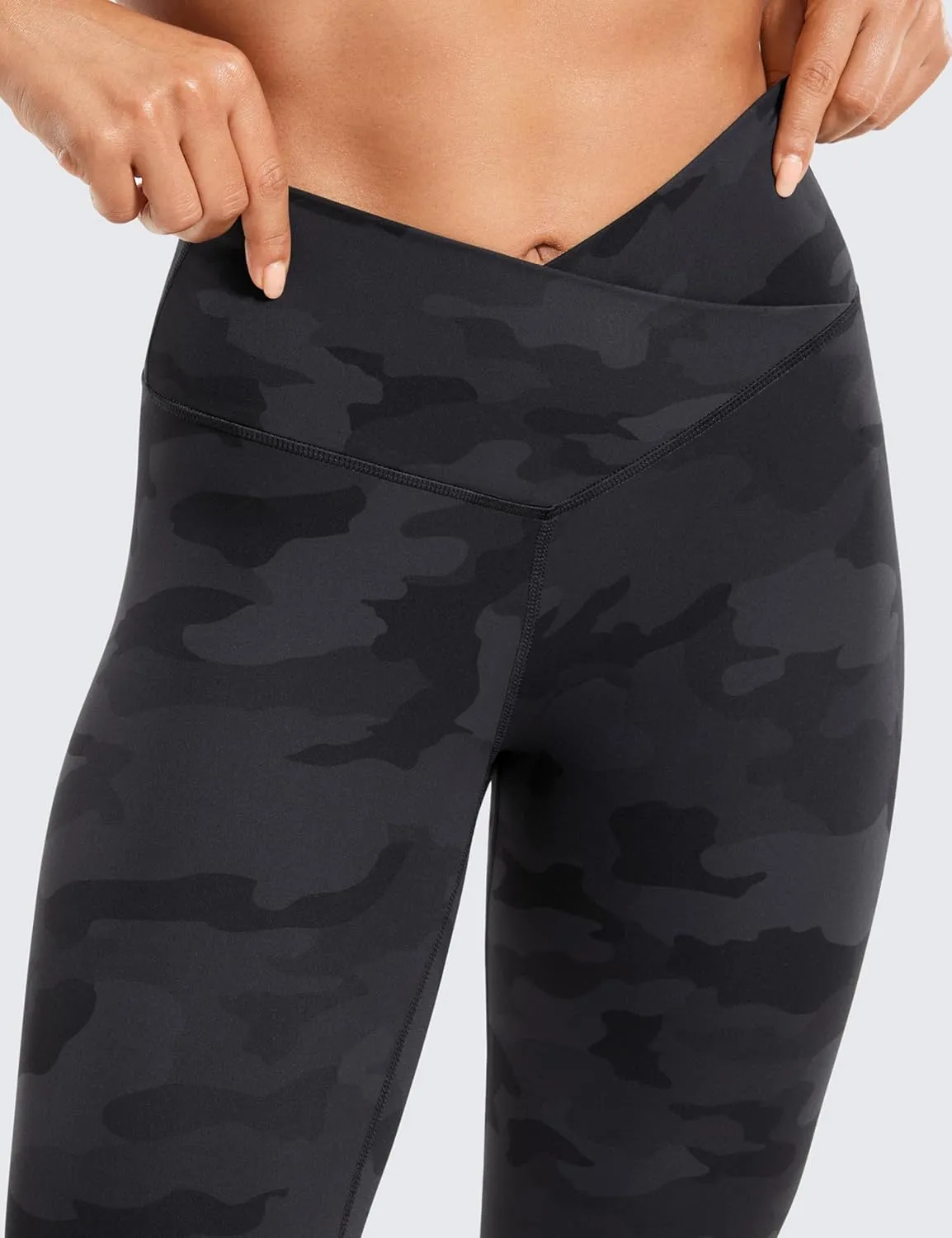 CRZ YOGA Womens Butterluxe Cross Waist Workout Leggings 25 Inches - V Crossover High Waisted Gym Yoga