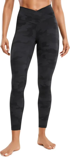 CRZ YOGA Womens Butterluxe Cross Waist Workout Leggings 25 Inches - V Crossover High Waisted Gym Yoga