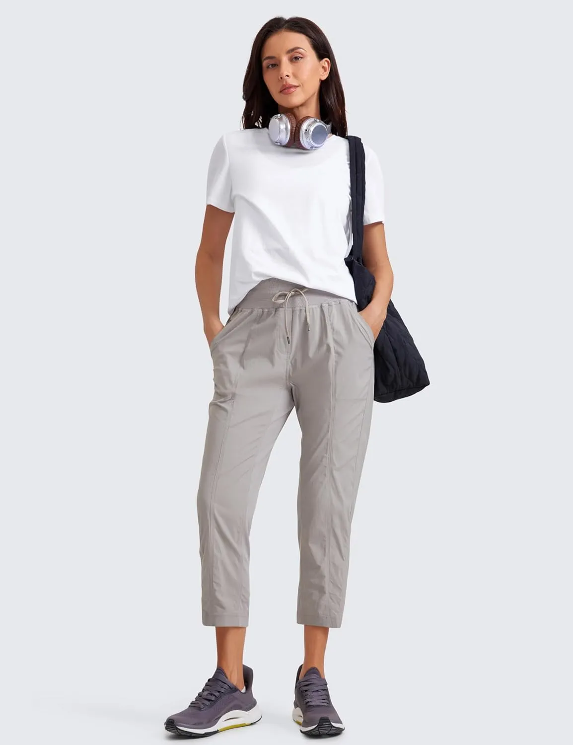 CRZ YOGA Womens Casual 7/8 Pants 25"- Lightweight Workout Outdoor Athletic Track Travel Lounge Joggers Pockets