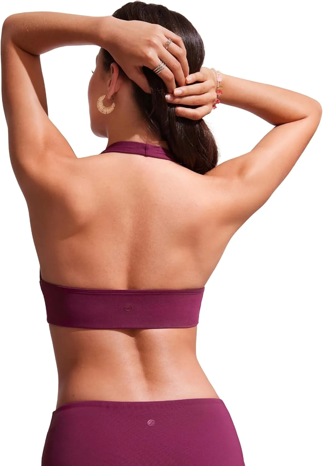 CRZ YOGA Womens Halter Bikini Tops V Neck Swim Bathing Suit Sexy Backless Swimsuit Padded