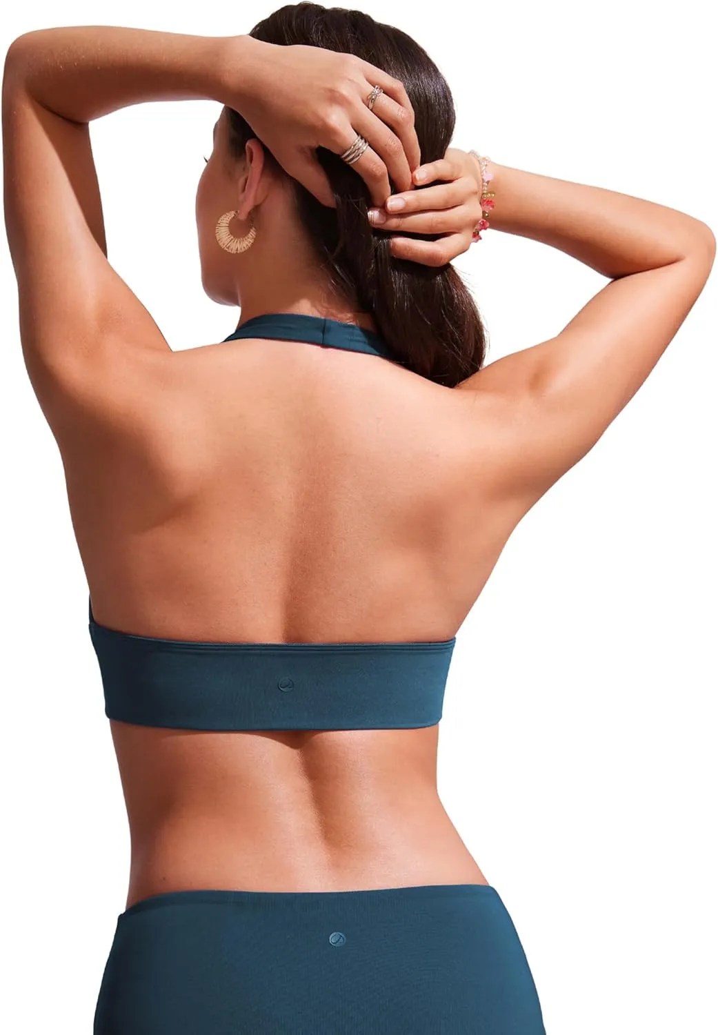 CRZ YOGA Womens Halter Bikini Tops V Neck Swim Bathing Suit Sexy Backless Swimsuit Padded