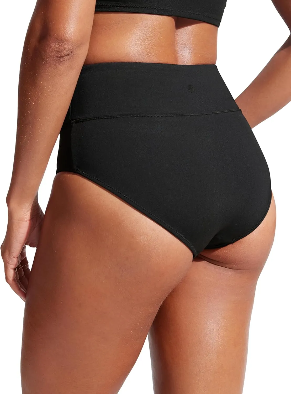 CRZ YOGA Womens High Waisted Bikini Bottom Full Coverage Tummy Control Bathing Suit Wide Waistband Swimsuit Swim Briefs